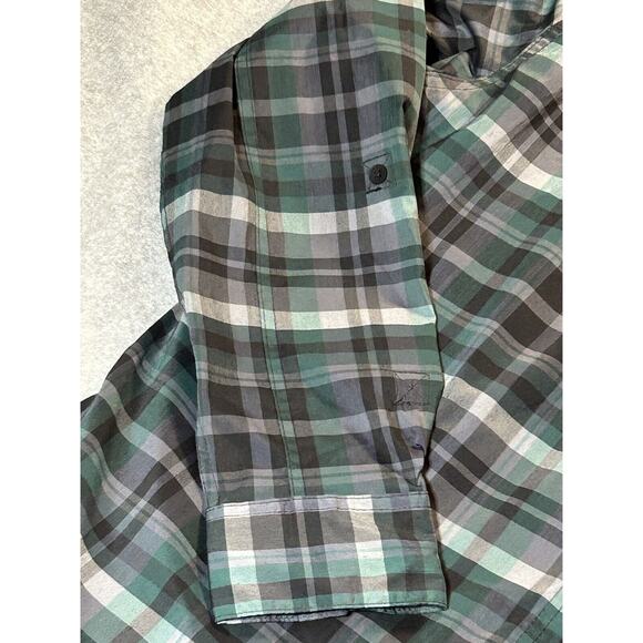 Wrangler Atg Shirt Mens Medium All Terrain Gear X Snap Plaid Fishing Hiking - Picture 12 of 12